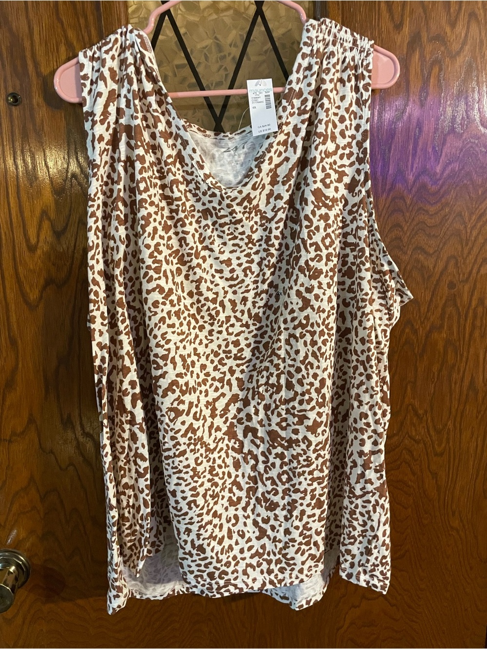 Maurices White and Brown Leopard Print Tank Top